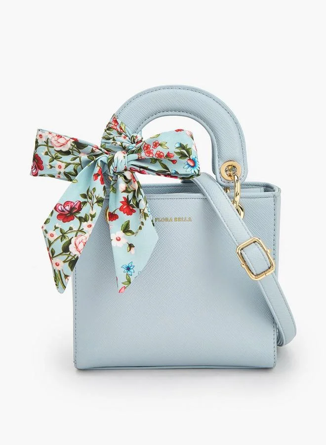 Flora Bella By Shoexpress Flora Bella Textured Crossbody Bag With Printed Scarf Accent